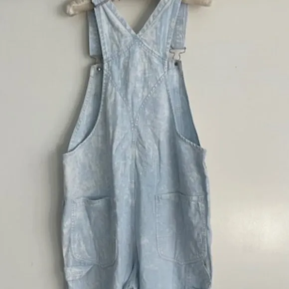 NWT R13 Overalls Cloudy Blue Cropped Overalls Large Wide Leg Cotton