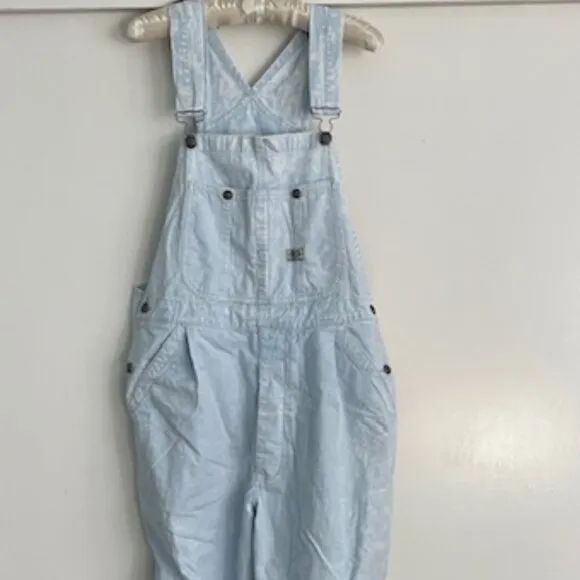 NWT R13 Overalls Cloudy Blue Cropped Overalls Large Wide Leg Cotton