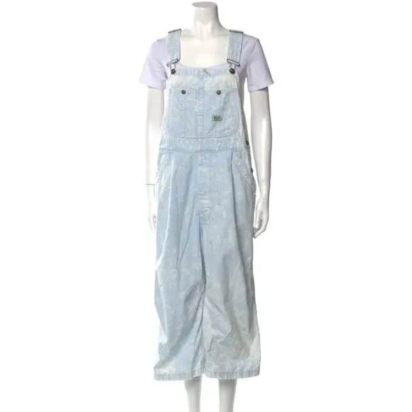 NWT R13 Overalls Cloudy Blue Cropped Overalls Large Wide Leg Cotton