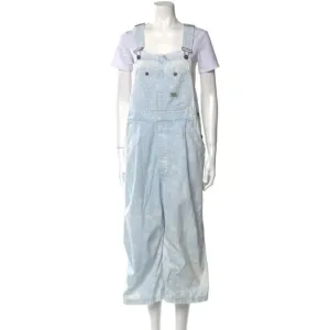 NWT R13 Overalls Cloudy Blue Cropped Overalls Large Wide Leg Cotton