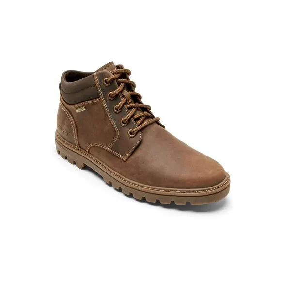 NWT ROCKPORT Mens Brown Weather Or Not Toe Block Heel Leather Boots Shoes 9.5 W
