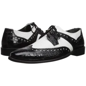 NWT | STACY ADAMS Men's Gusto Wingtip Oxford Leather Shoes | 11 M | BLK &amp; White