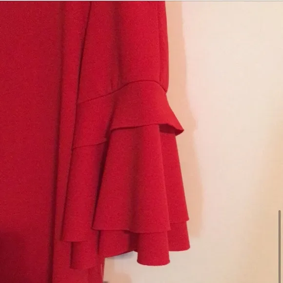 NWT Tiana B Red Knee Length Dress w/ Bell Sleeves Size 8