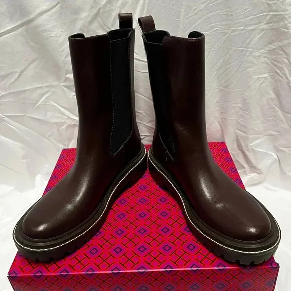 NWT Tory Burch Puce Benton Boots with Lug Sole