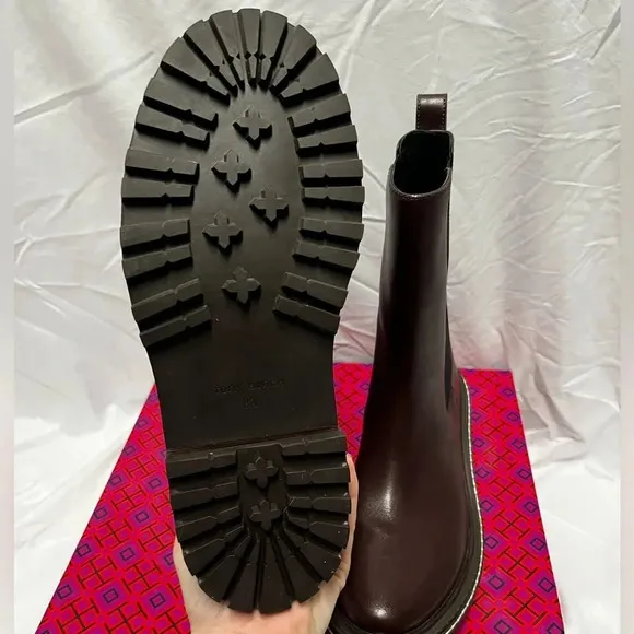 NWT Tory Burch Puce Benton Boots with Lug Sole