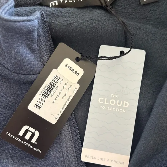 NWT Travis Mathew Cloud Quarter Zip 2.0 Heather Blue Large