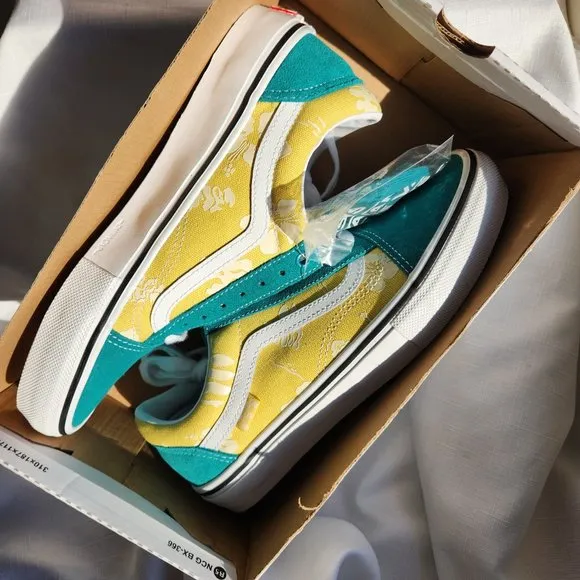 NWT VANS Suede/Canvas Old Skool Skate Marine/Gold DURACAP POPCUSH Men (8.0)