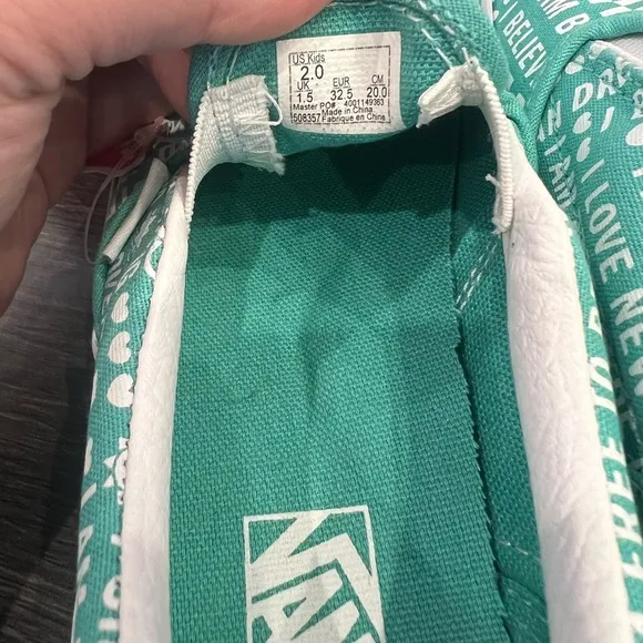 NWT - Vans Teal Shine Bright Classic Slip-On Girls Shoes