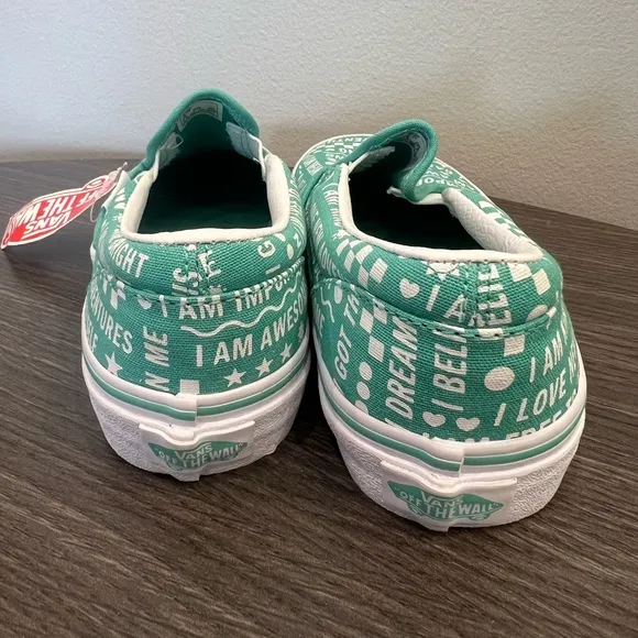 NWT - Vans Teal Shine Bright Classic Slip-On Girls Shoes