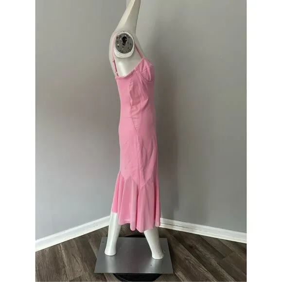 NWT Victor Glemaud Sweetheart Chiffon-Paneled Bustier Midi Dress Pink Medium $48