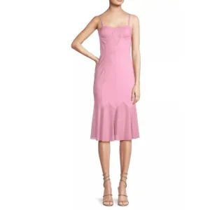 NWT Victor Glemaud Sweetheart Chiffon-Paneled Bustier Midi Dress Pink Medium $48