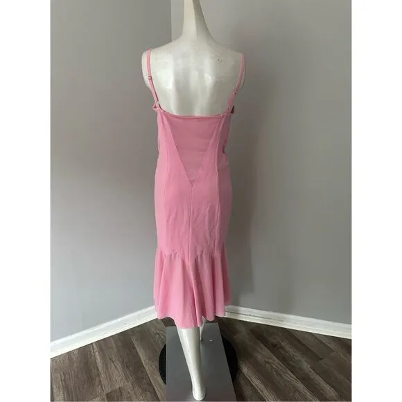 NWT Victor Glemaud Sweetheart Chiffon-Paneled Bustier Midi Dress Pink Medium $48