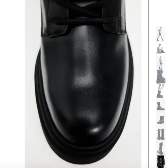 NWT ZARA BUCKLED LACED ANKLE BOOTS BLACK
