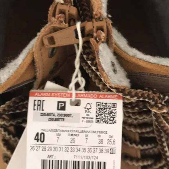 NWT ZARA KID’S LEATHER BROWN BOOTS EU 40 ZIPPER