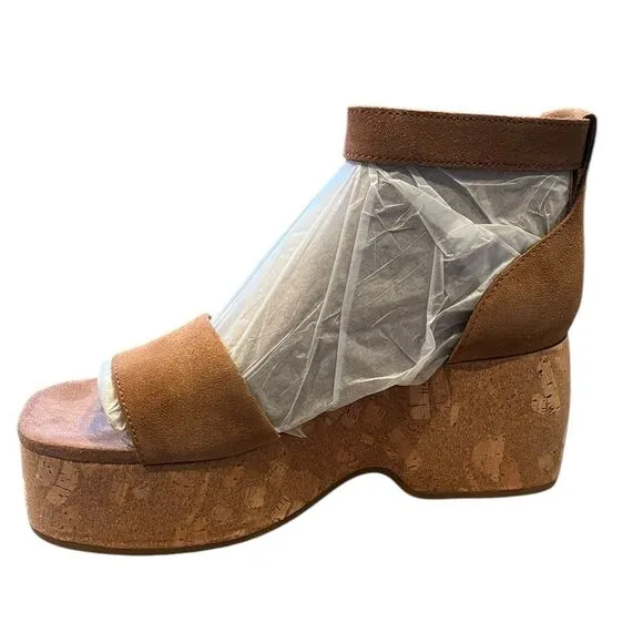 NWT TOMS LAILA TAN SUEDE WEDGE SLINGBACK SUMMER SHOES WOMENS SIZE 9 NEW IN BOX