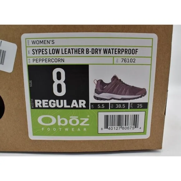 Oboz Footwear Womens Size 8 Sypes Low Nubuck Leather Waterproof Hiking Shoes