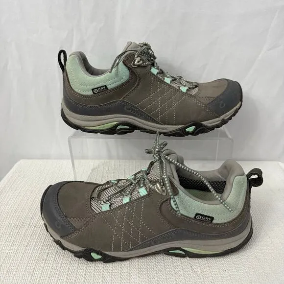 Oboz Sapphire Low Shoes Women's Size 7 BDry Waterproof Hiking Charcoal Sea Glass