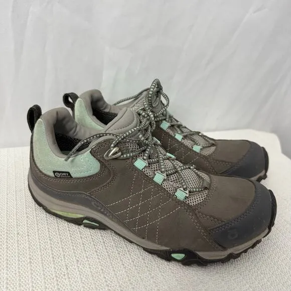 Oboz Sapphire Low Shoes Women's Size 7 BDry Waterproof Hiking Charcoal Sea Glass