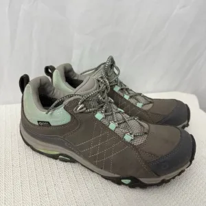 Oboz Sapphire Low Shoes Women's Size 7 BDry Waterproof Hiking Charcoal Sea Glass