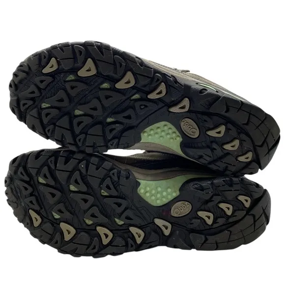 Oboz Womens Sapphire Hiking Shoes Size 6.5 Green Leather Waterproof Low Top