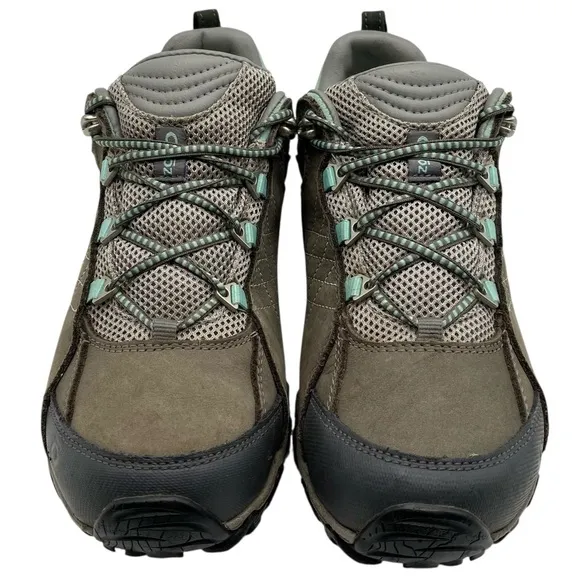 Oboz Womens Sapphire Hiking Shoes Size 6.5 Green Leather Waterproof Low Top
