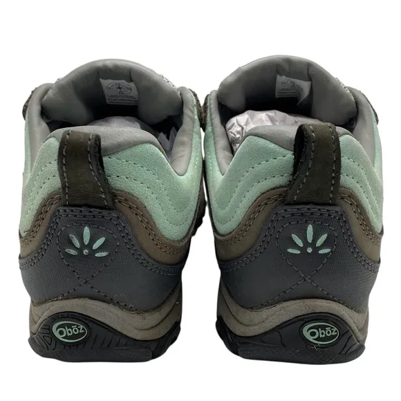 Oboz Womens Sapphire Hiking Shoes Size 6.5 Green Leather Waterproof Low Top