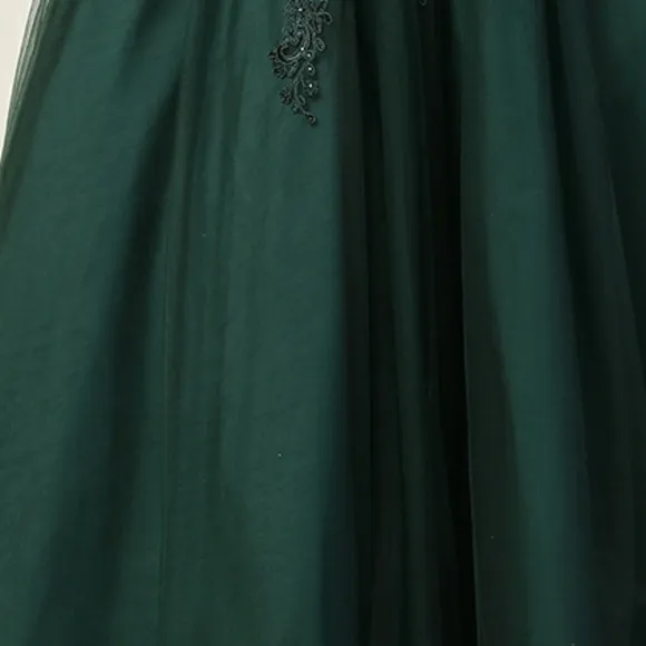 Off the shoulder long lace applique dress, hunter, pink, blue