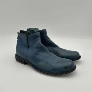 Officine Creative Blue Leather Ankle Zip Booties Boots Women's 37.5