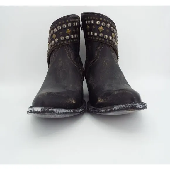 Old Gringo Boot Star Mini Belinda Distressed Black Leather Studded Western Boots
