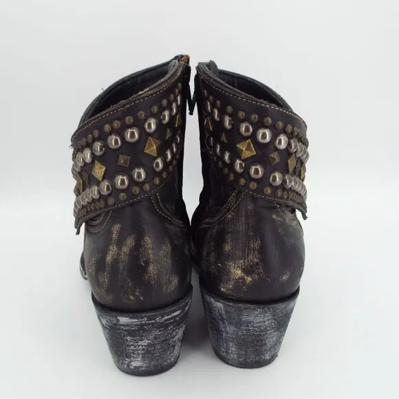 Old Gringo Boot Star Mini Belinda Distressed Black Leather Studded Western Boots
