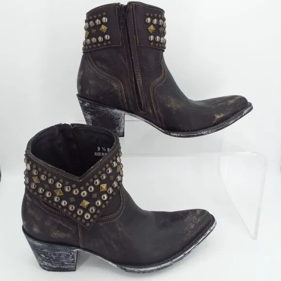 Old Gringo Boot Star Mini Belinda Distressed Black Leather Studded Western Boots