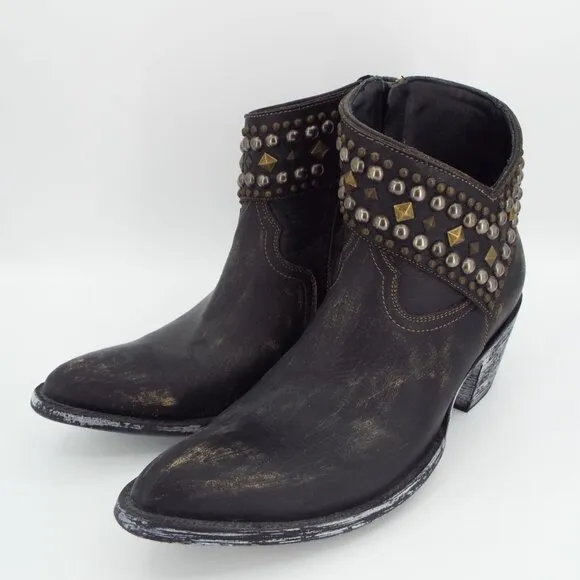 Old Gringo Boot Star Mini Belinda Distressed Black Leather Studded Western Boots