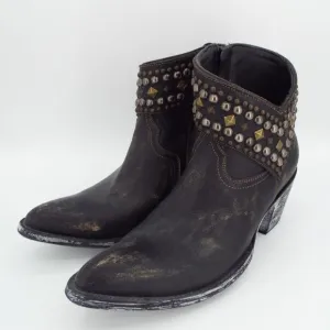 Old Gringo Boot Star Mini Belinda Distressed Black Leather Studded Western Boots