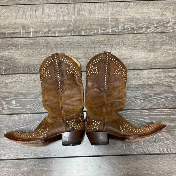 Old Gringo Distressed Leather and Studded Cowboy Boots Women’s Size 6.