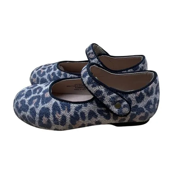 Old Soles Girls Leopard Print Leather Lady Jane Strappy Kitten Shoes Size 8- New