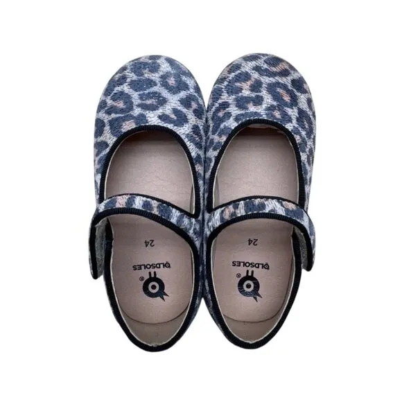 Old Soles Girls Leopard Print Leather Lady Jane Strappy Kitten Shoes Size 8- New