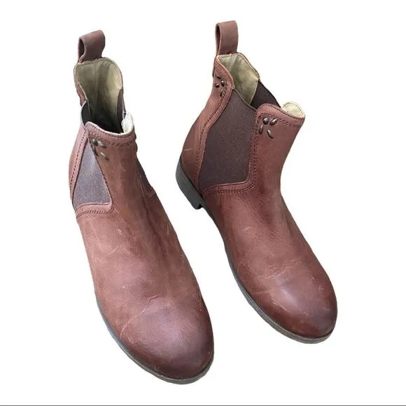 Olukai | Women's Brown Leather Pull On Ankle Kualona Boots Booties | 7