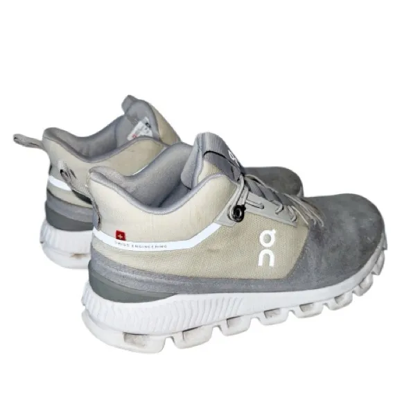 On Running Women’s Sz 9 Cloud Hi Sneakers Glacier Gray Cream Shoes Hi-top