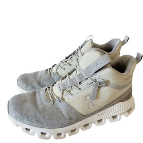 On Running Women’s Sz 9 Cloud Hi Sneakers Glacier Gray Cream Shoes Hi-top