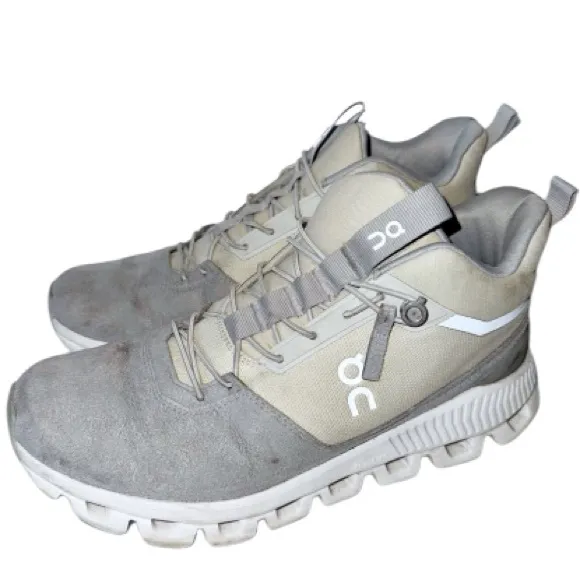 On Running Women’s Sz 9 Cloud Hi Sneakers Glacier Gray Cream Shoes Hi-top