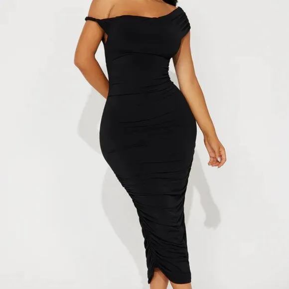 One shoulder black midi formal dress.prom.homecoming party evening