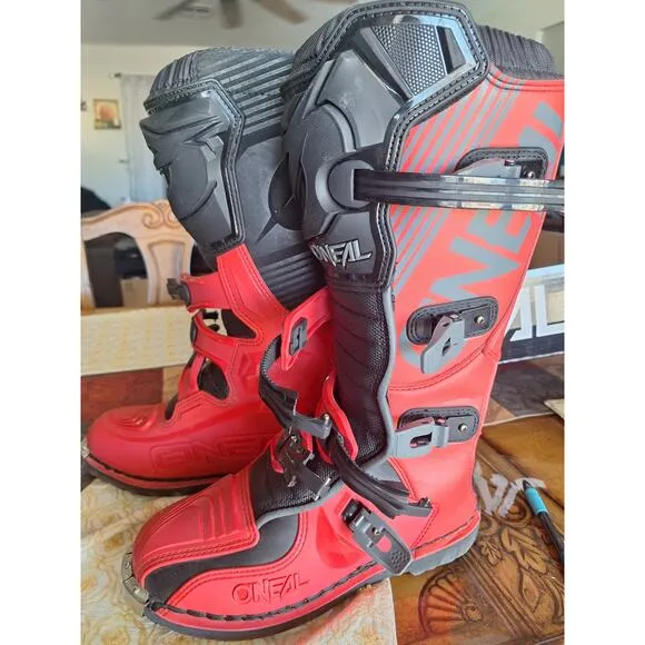O'Neal Element Motorcycle Boots Off-Road MX Motocross Red Size 10 US- Excellent!