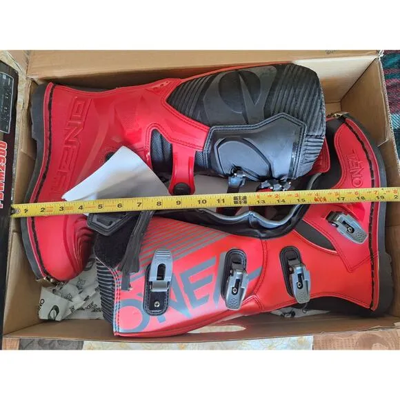 O'Neal Element Motorcycle Boots Off-Road MX Motocross Red Size 10 US- Excellent!