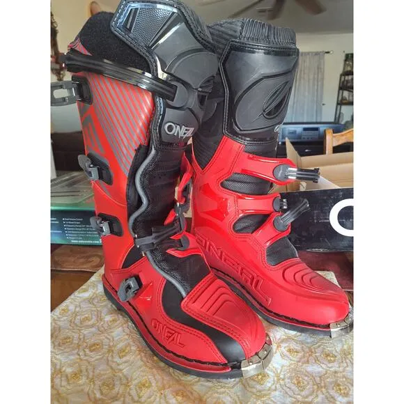 O'Neal Element Motorcycle Boots Off-Road MX Motocross Red Size 10 US- Excellent!