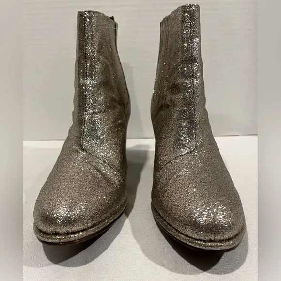 OPENING CEREMONY Brenda Silver Multicolored Glitter Heeled Ankle Boot Womens 8.5