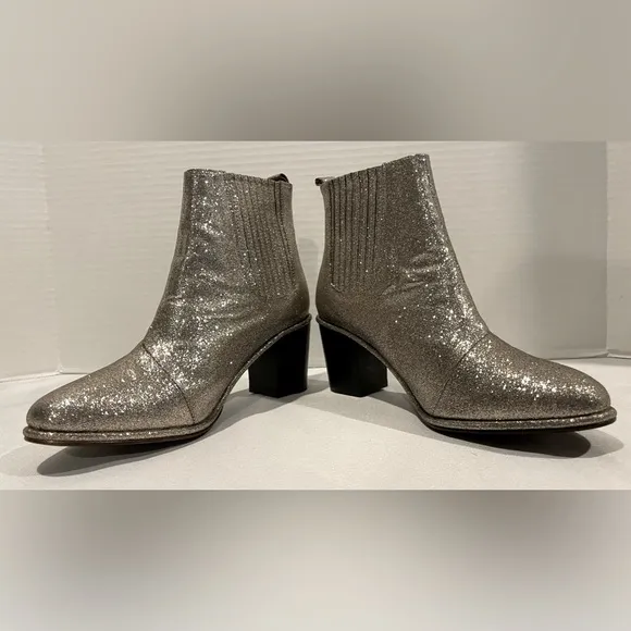 OPENING CEREMONY Brenda Silver Multicolored Glitter Heeled Ankle Boot Womens 8.5