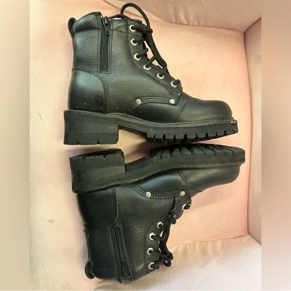 Orange County Choppers Black Leather Motorcycle Boots