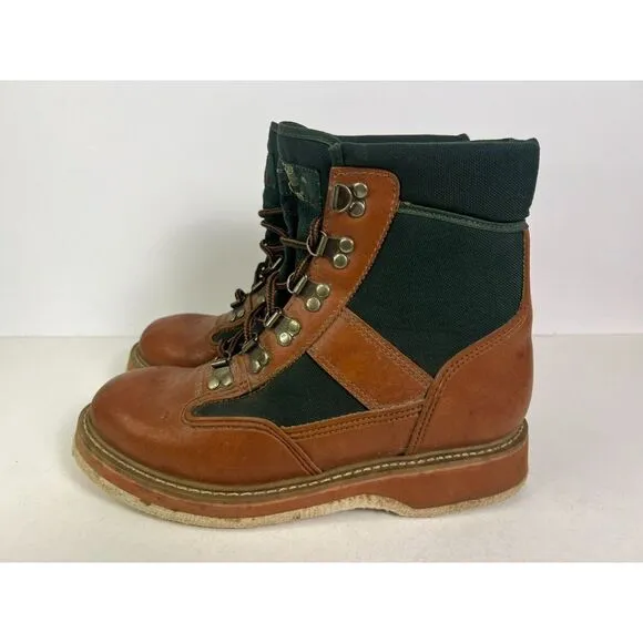 Orvis Boots Mens Size 9‎ Wading Fly Fishing Ankle Felt Sole Leather Canvas Brown
