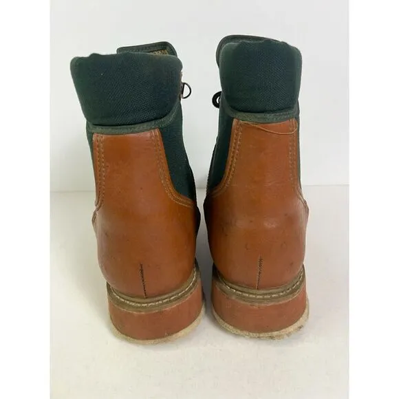 Orvis Boots Mens Size 9‎ Wading Fly Fishing Ankle Felt Sole Leather Canvas Brown