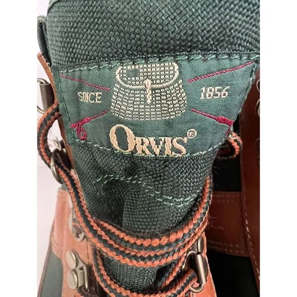 Orvis Boots Mens Size 9‎ Wading Fly Fishing Ankle Felt Sole Leather Canvas Brown